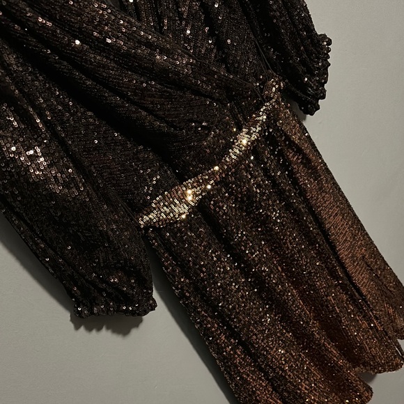 DKNY Women's Ombre-sequin Fit & Flare Wrap Dress - Picture 3 of 4